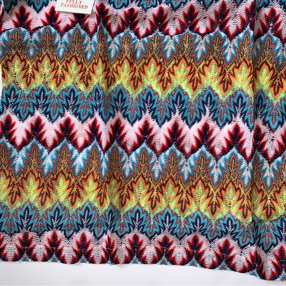 Deadstock 60s! Vintage Mod Dagger Collar Flame Crochet Knit Top - Picture 12 of 13